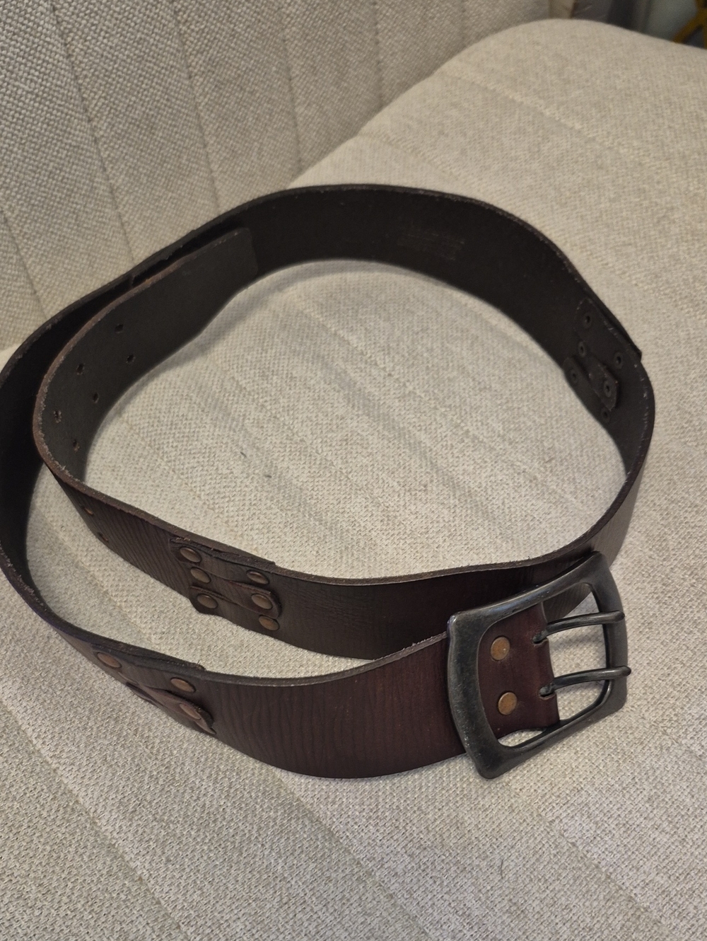Vintage Brown Studded Leather Belt Boho Y2K Festival Low Rise
